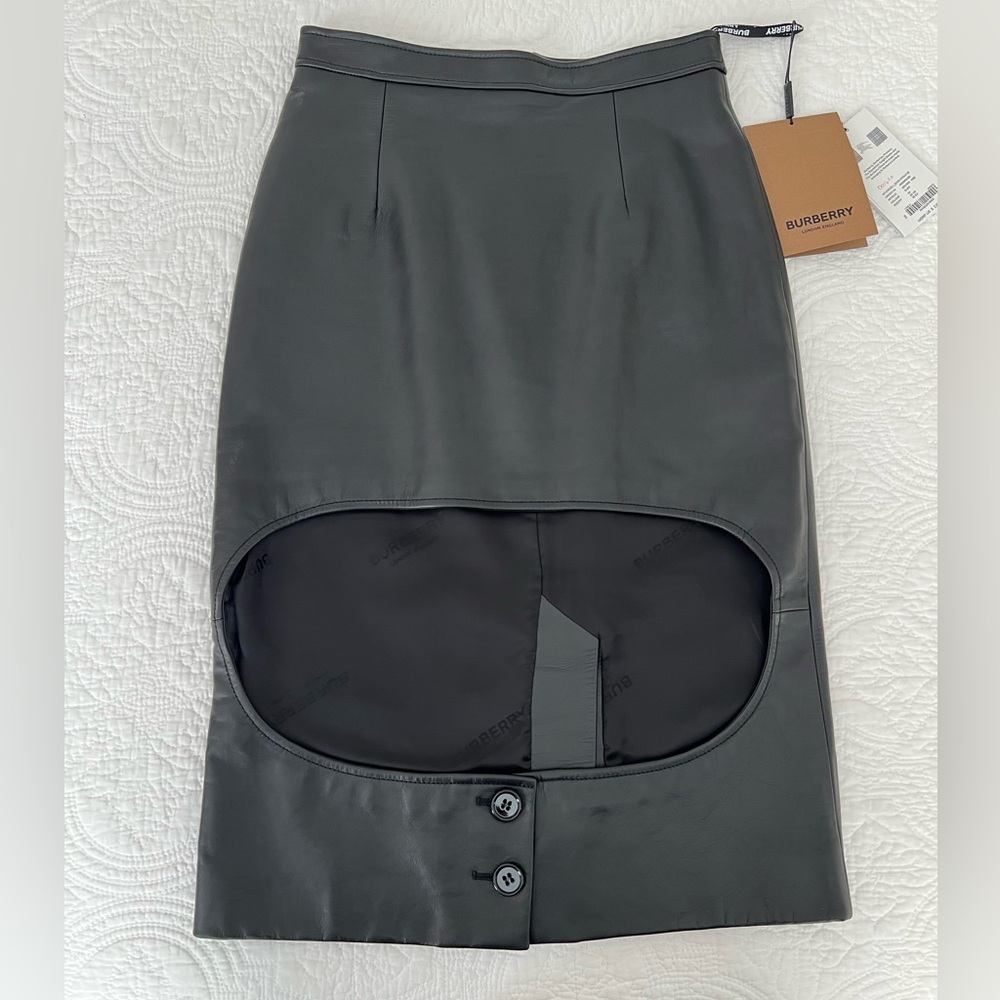 Burberry Black Leather Skirt